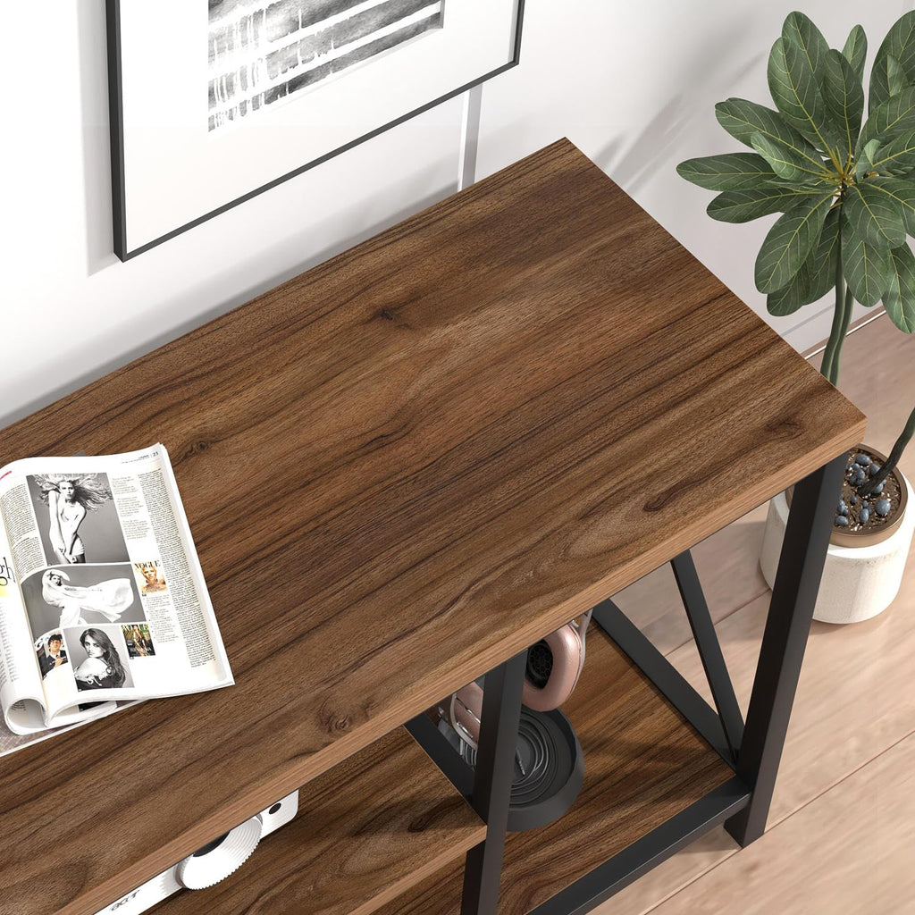 Modern Entertainment Center for TVs up to 55 Inch, Rustic Wood Television Stands, Industrial TV Console and TV