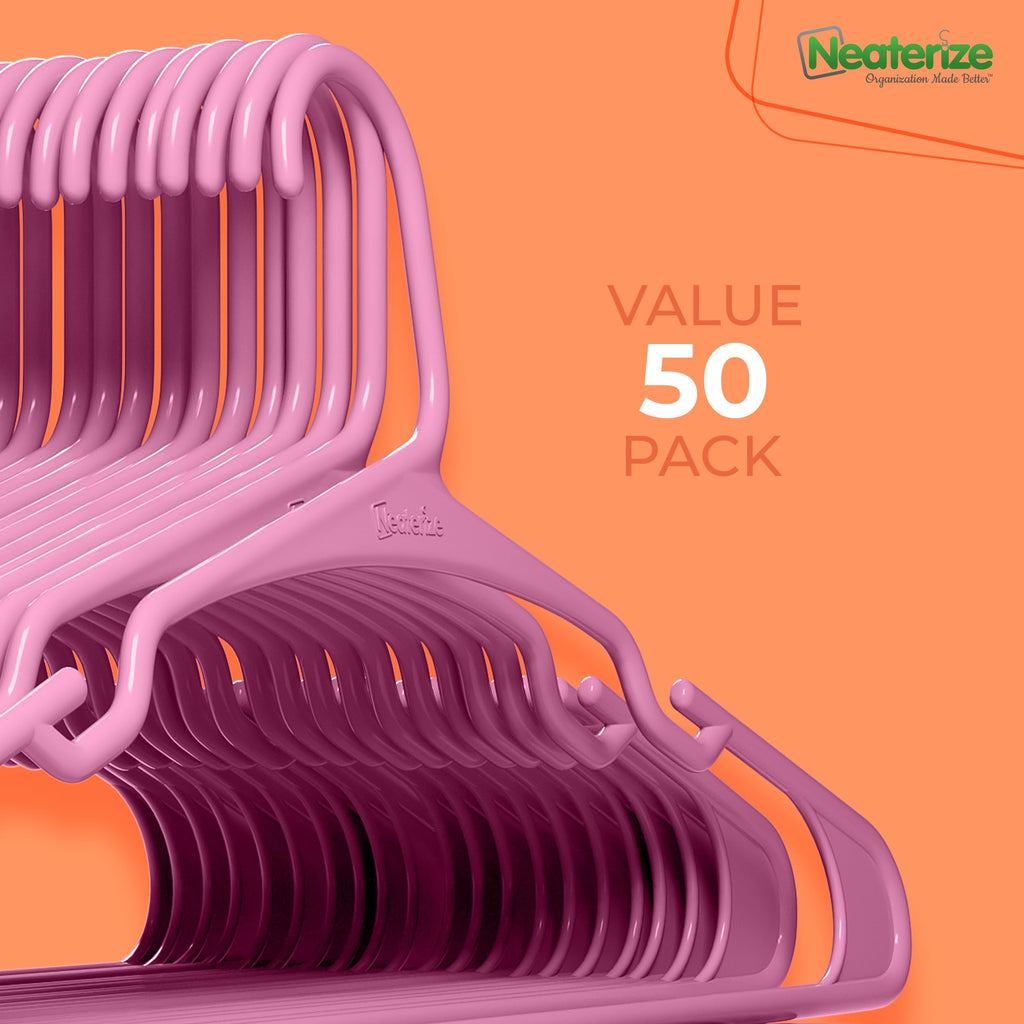 Clothes Hangers Plastic 50 Pack for Adults - Plastic Hangers, The Perfect Coat Hanger and Space Saving Clothes