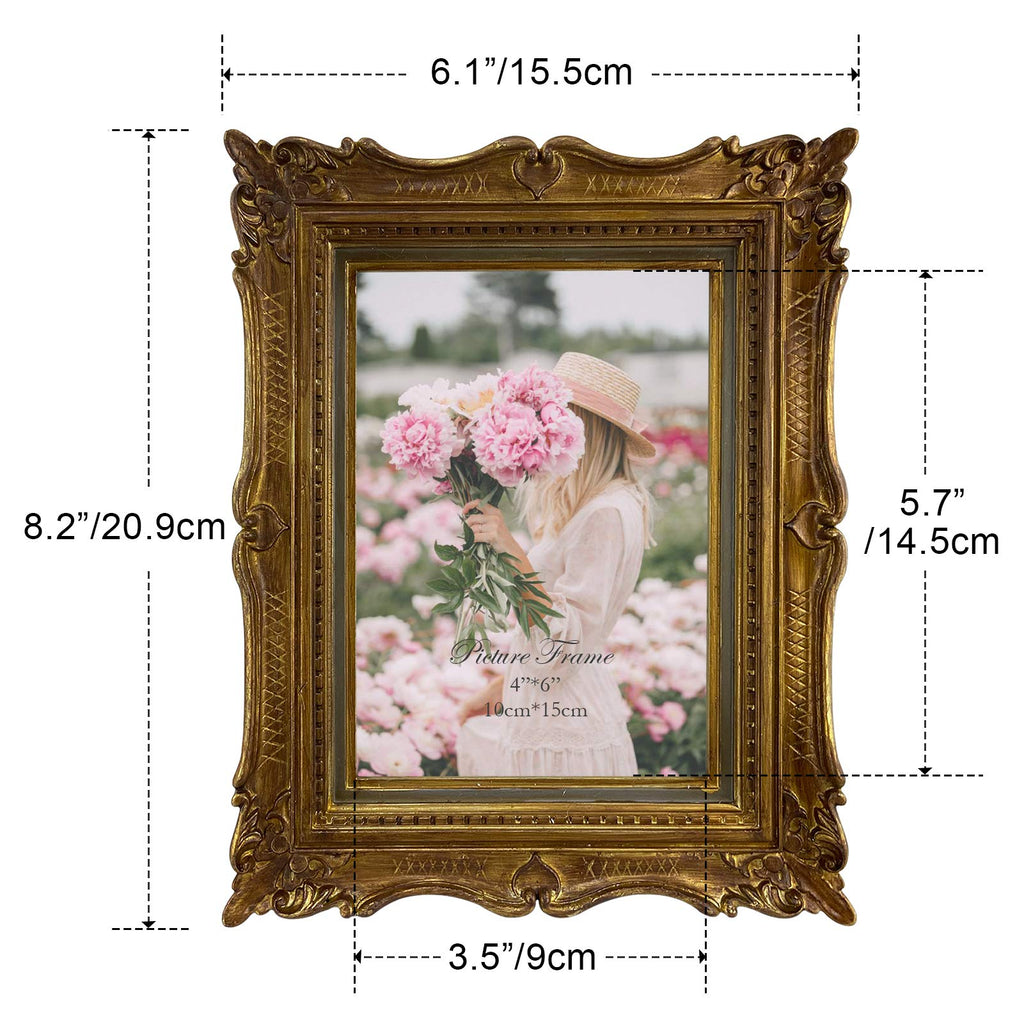 4x6 Vintage Bronze Gold Picture Frame