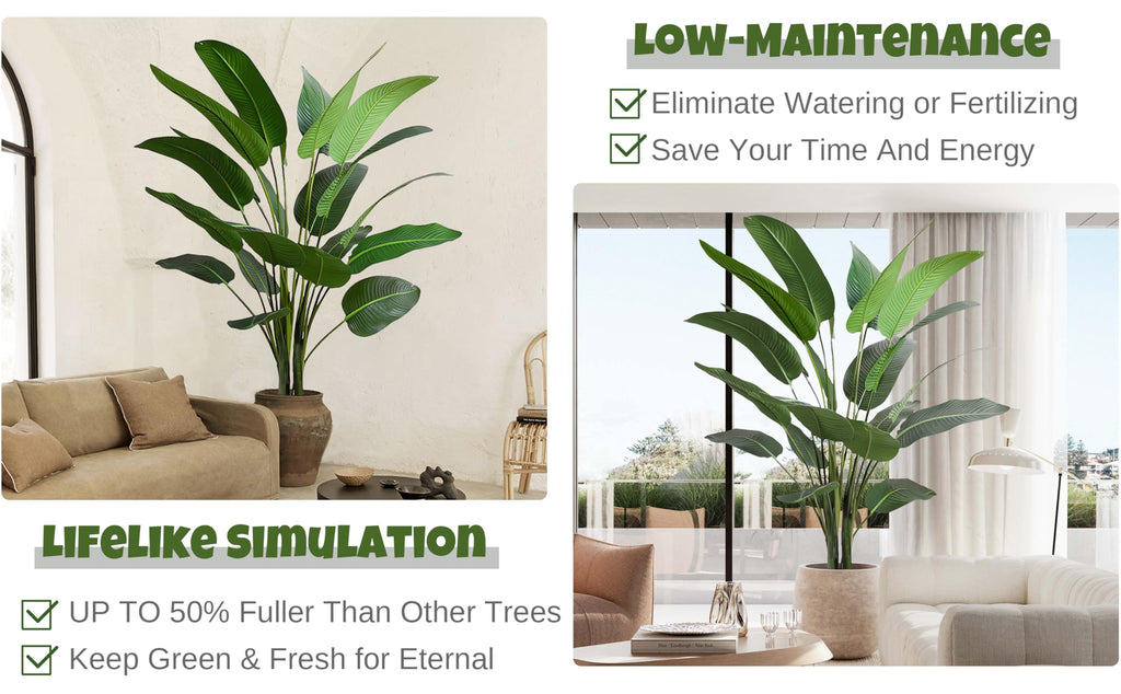 Artificial Bird of Paradise Tree 8FT with 21 Thick Matte Leaves