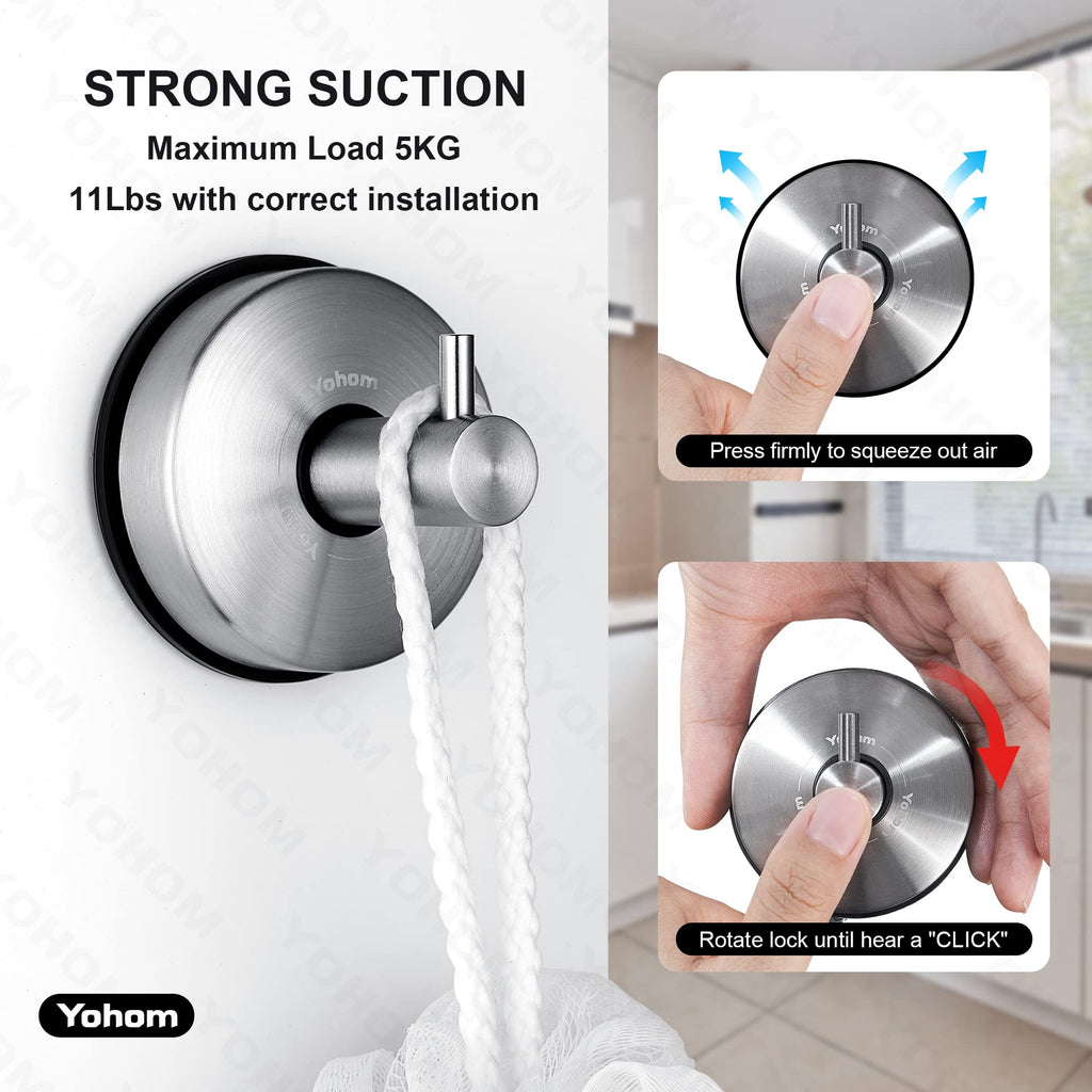Vacuum Suction Cup Hooks Shower Towel Holder Bathroom Shower Hook Brushed Stainless Steel Suction Towel Rack Kitchen