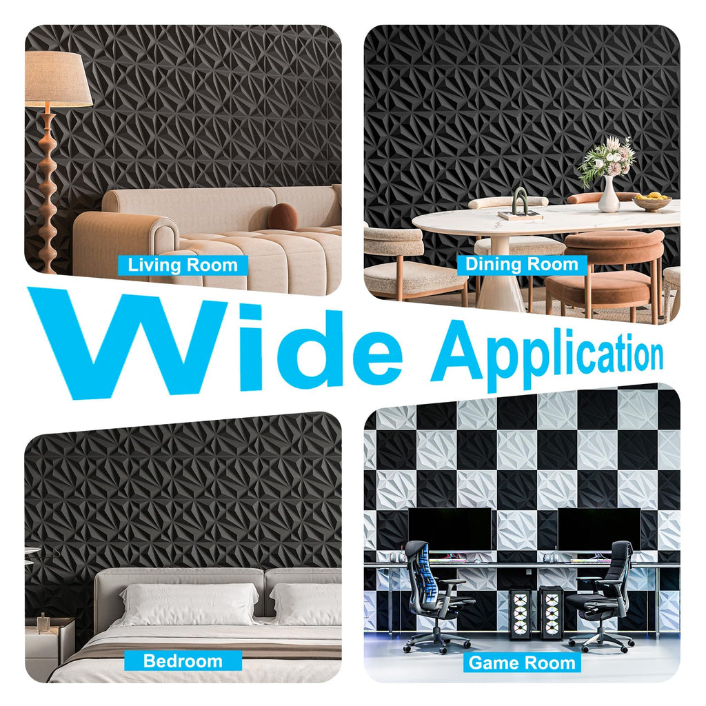 33-Pack Accent 3D Textured Wall Panels, 11.8 x 11.8 in, Black