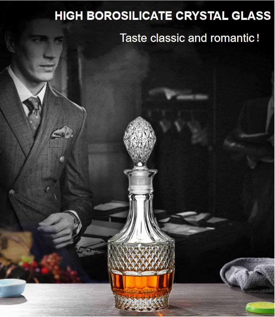 Whiskey Decanter with Airtight Stopper, Liquor Decanter, Lead-Free Crystal Wiskey Brandy Vodka Bourbon Decanter