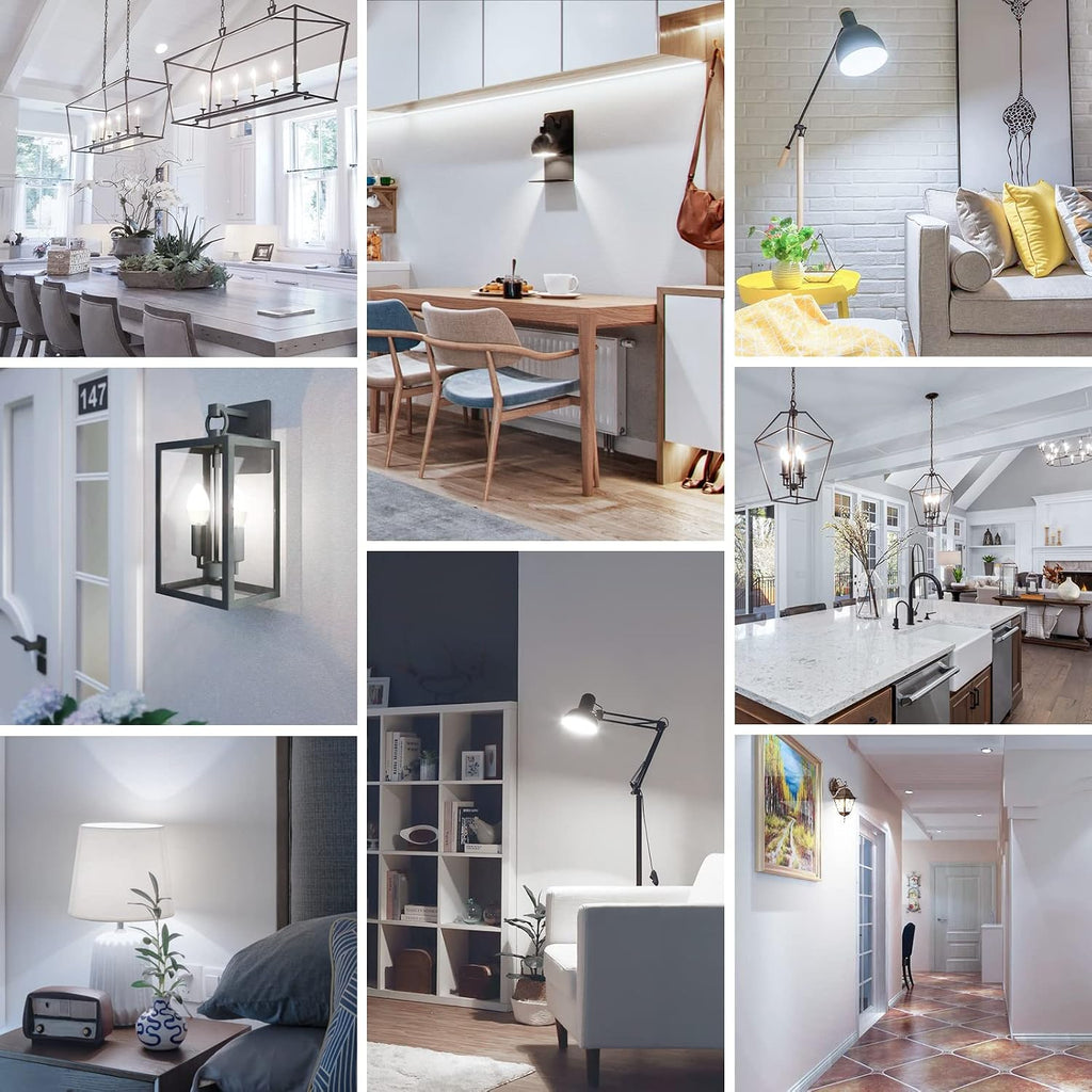 E12 Candelabra LED Light Bulbs 60W Equivalent, 5000K 6W 450 Lumens Chandelier Light Bulb, Daylight White LED Ceiling