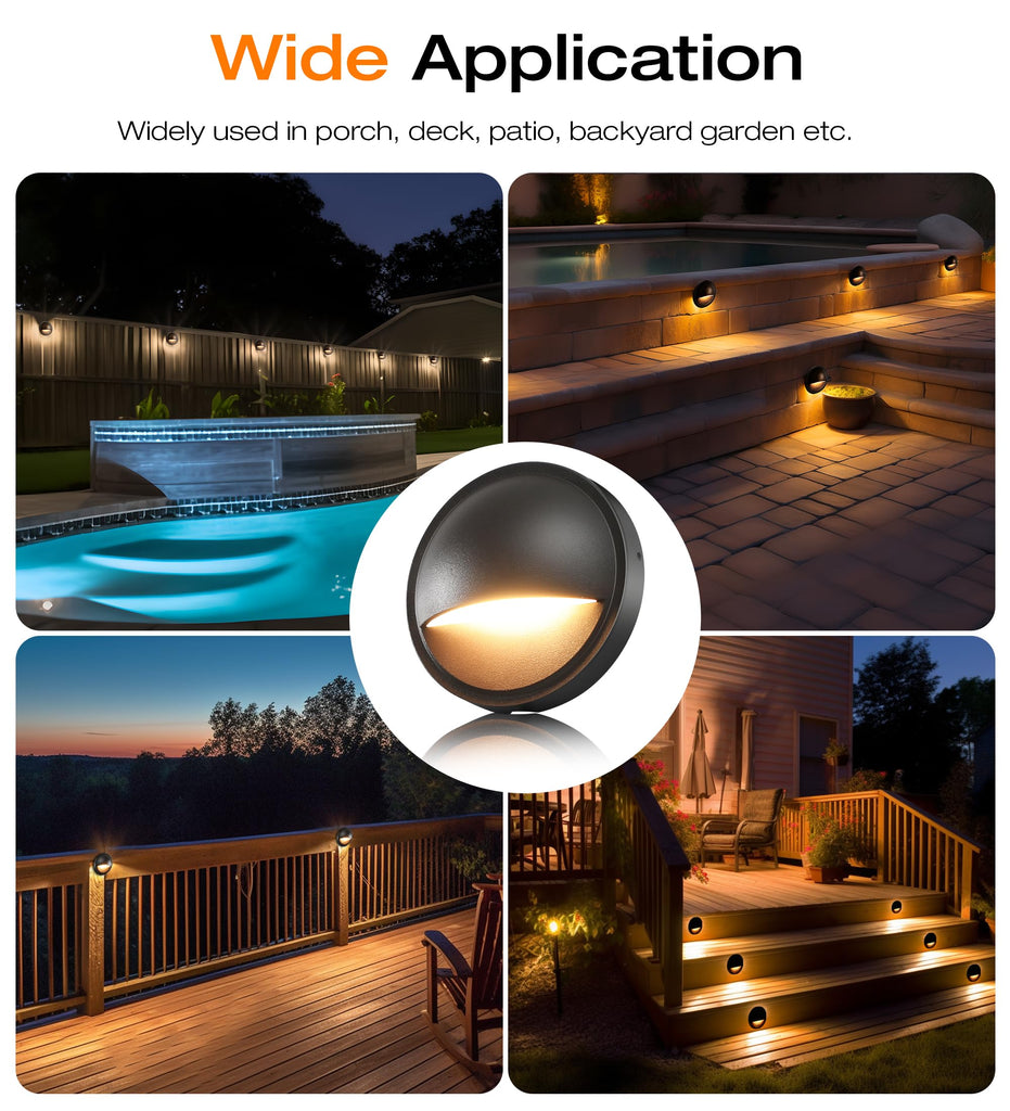 12 Pack] 3CCT Low Voltage LED Deck Lights Outdoor,2700K/3500K/5000K Selectable,Landscape Step Stair Railing Fence