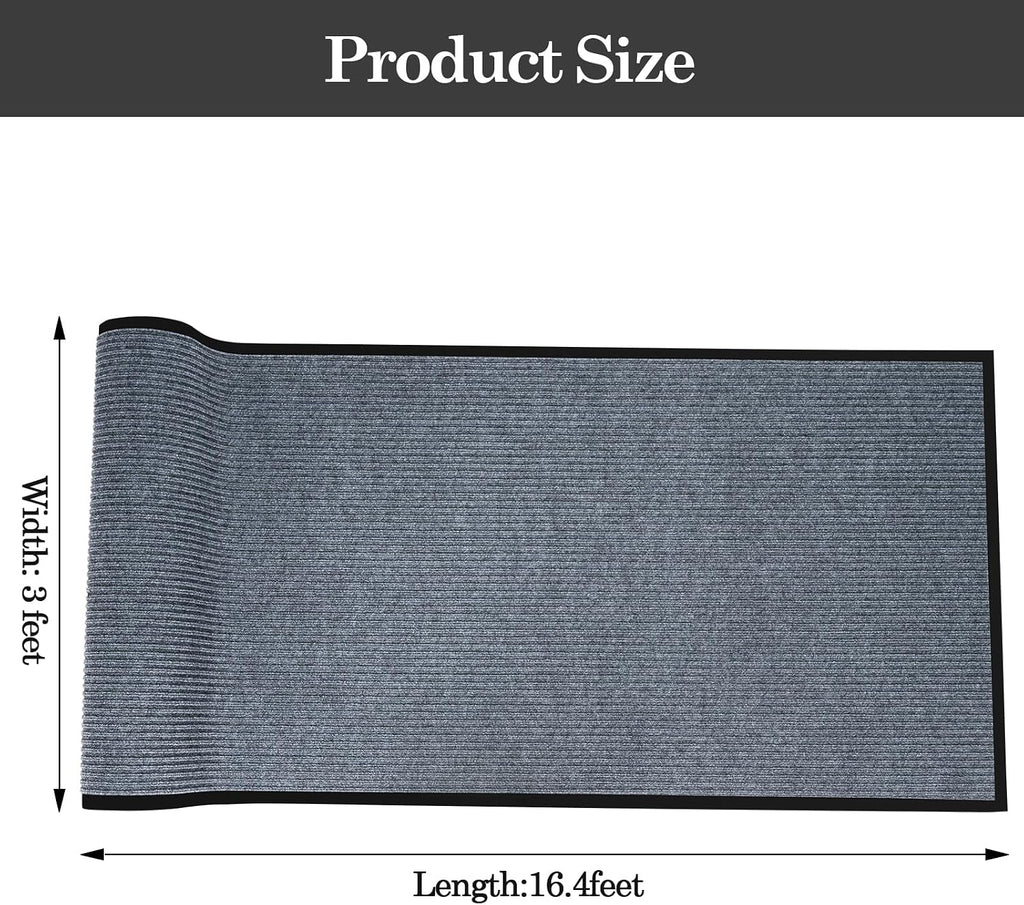 3'x16.4' Outdoor Runner Floor Mat Double Stripes Hallway Runner Rug