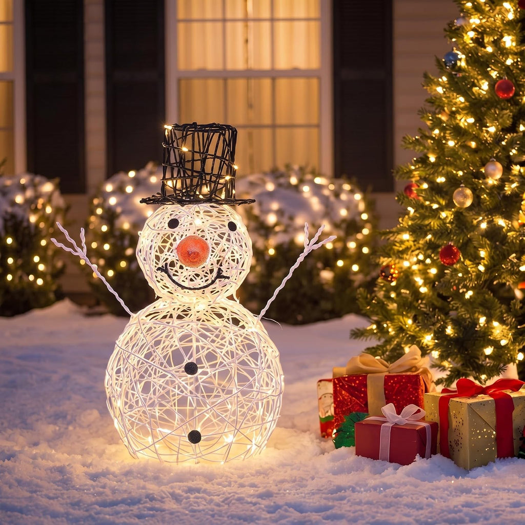 Christmas Snowman Outdoor Decoration Lighted Metal Wire