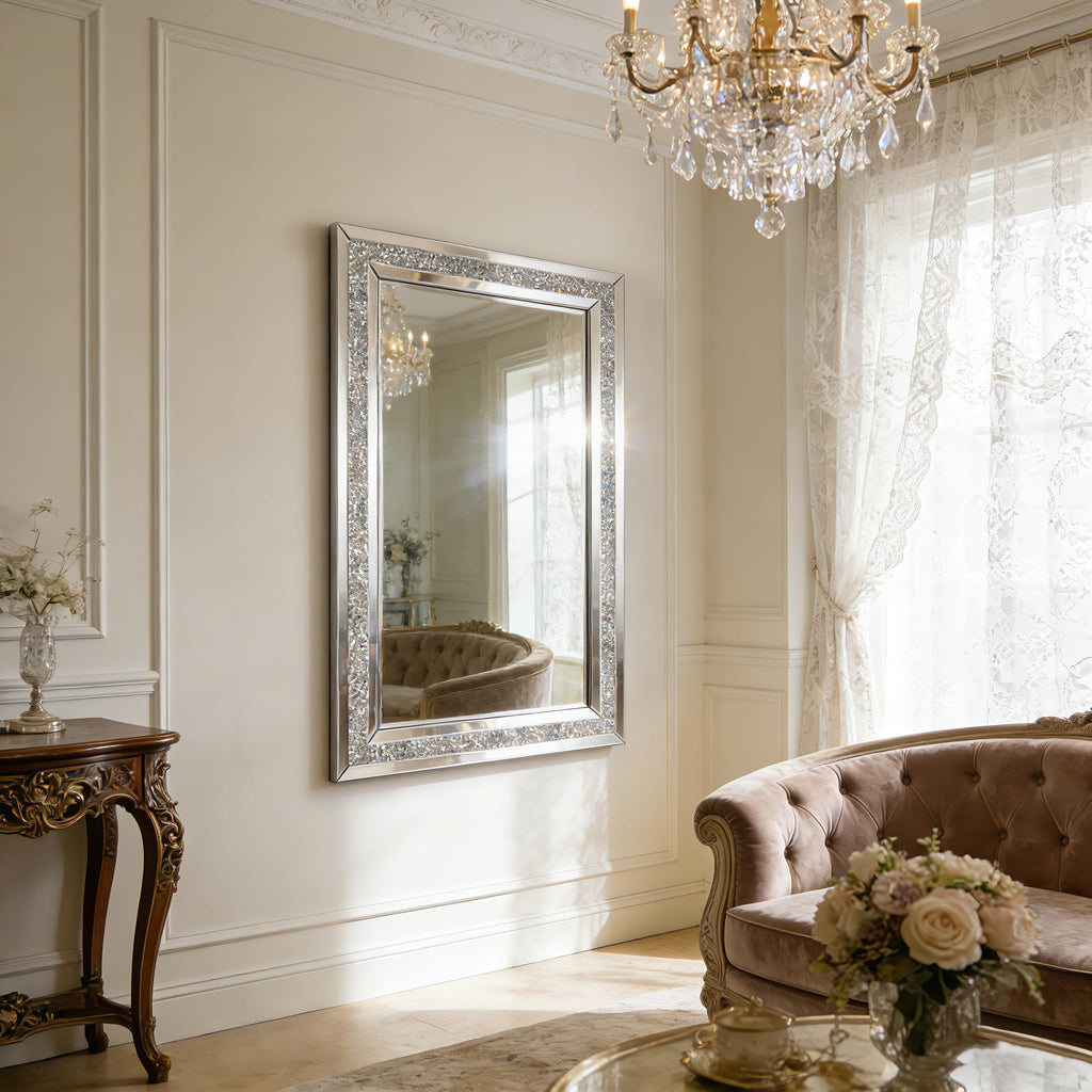 Decorative Wall Mirror, 32x24 Crushed Diamond Mirror