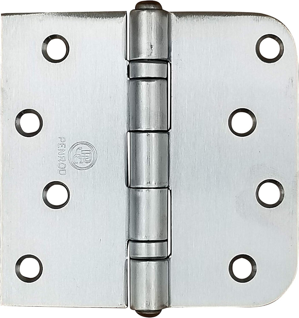 Stainless Steel Ball Bearing Door Hinges, 4 Inch with 5/8 Inch Square Corners, NRP, 3 Pack