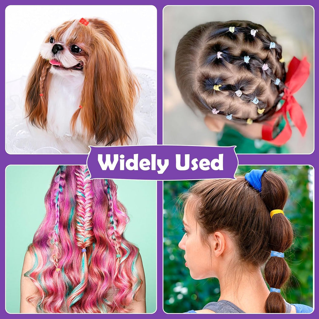 32 Colors Small Hair Rubber Bands with 16 Styling Tools, 2000 Pcs Elastic Girl Baby Hair Ties, Mini Bands