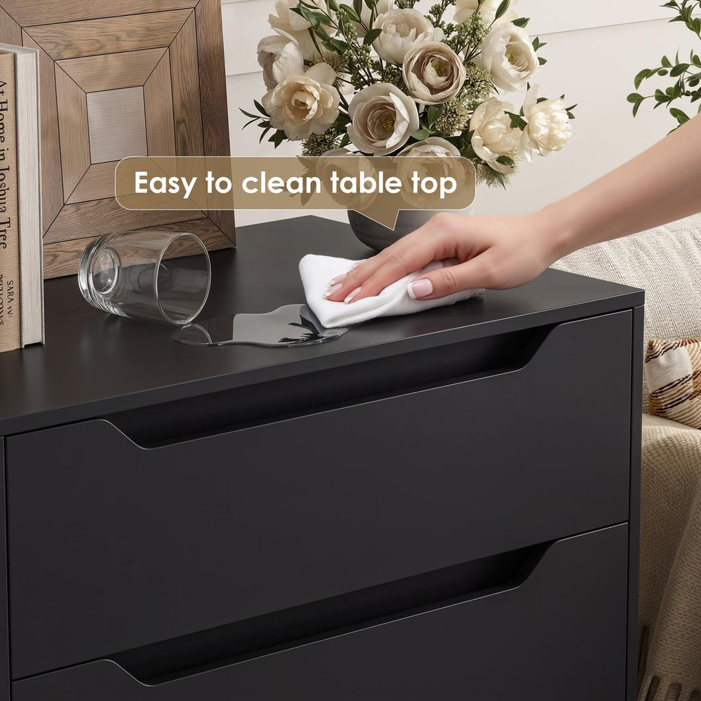 Modern 4 Drawers Dresser, Wood Chest of Drawers with Storage, Black
