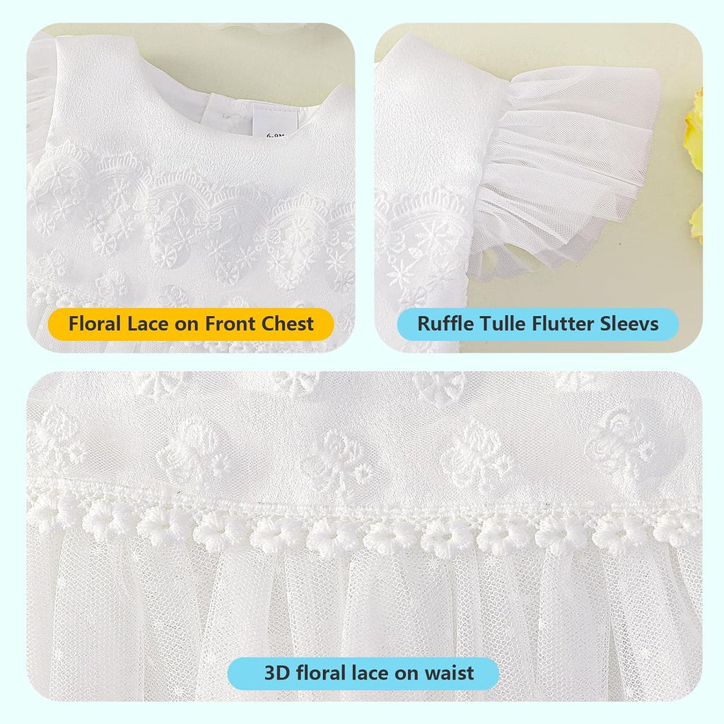 Flower Baby Girl Dresses Baptism Outfits with Shoes Set
