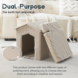 Cat Beds for Indoor Cats,Cat Houses,Cat Cave with Orthopedic Cushion,Foldable Cat Condos,Hideaway,Shelter,Beige Cat