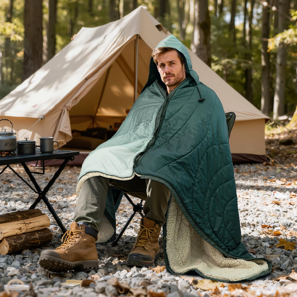 Large Camping Blanket with Sherpa Lining 78"x 56"