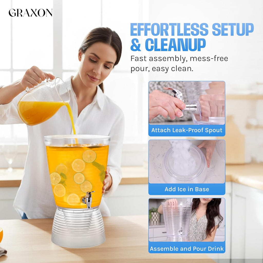 Drink Dispenser for Parties (2.5 Gallon) for Countertop (3 Pack) - Set of 3