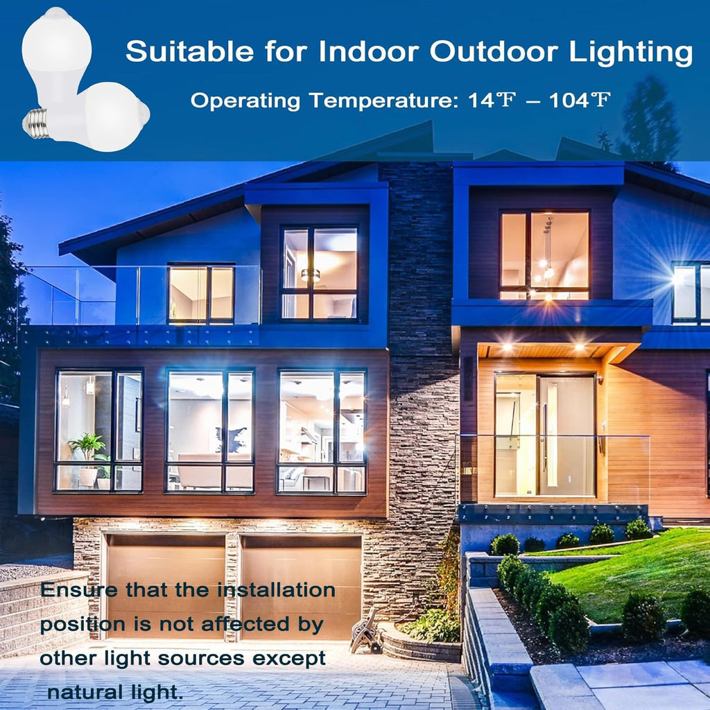 Motion Sensor Light Bulbs for Outdoor Indoor, 9W A19 Motion Detector Led Bulb, 60 Watt Equivalent, E26 800lm 5000K