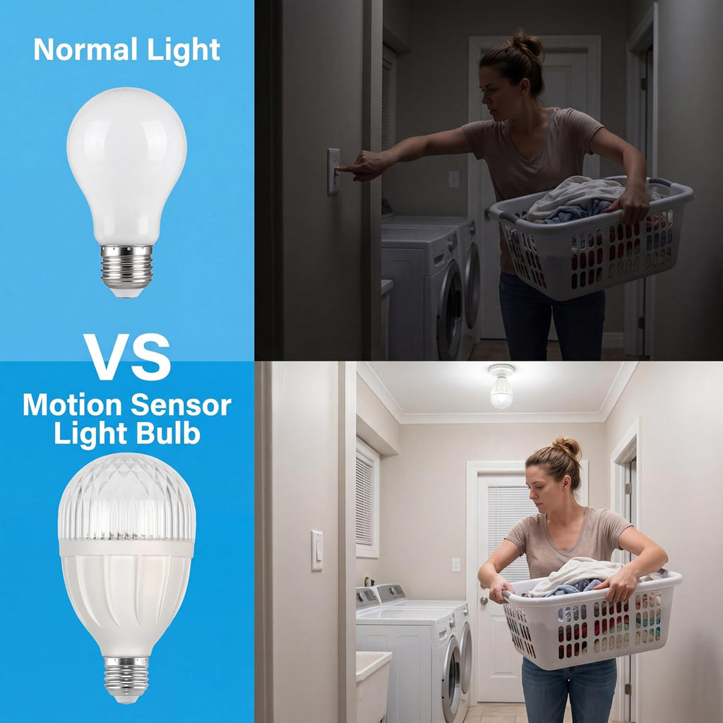 Radar Motion Sensor Light Bulb,R80 9W 2700K Warm,E26 Auto On/Off