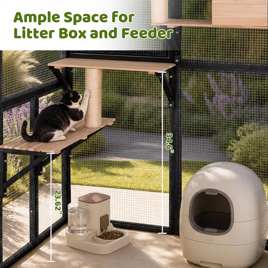 Catio Outdoor Cat Enclosure, 4-Tier Walk-in Cat House with Window Entrance