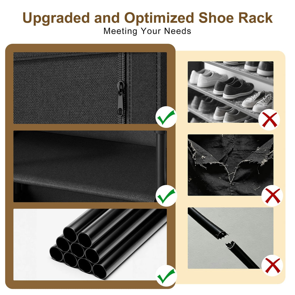 Shoe Rack with Cover, 9 Tier Tall Shoe Rack Organizer Large Capacity Shoe Storage Cabinet to 50-55 Pairs Shoes and