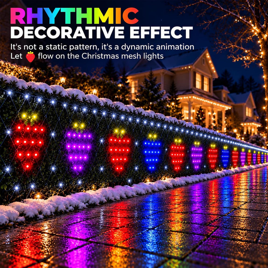 Outdoor Smart Net Lights 2.8 * 11ft, DIY Functions with Preset Holiday Modes for Bush Patio Decor, APP Control, Timer