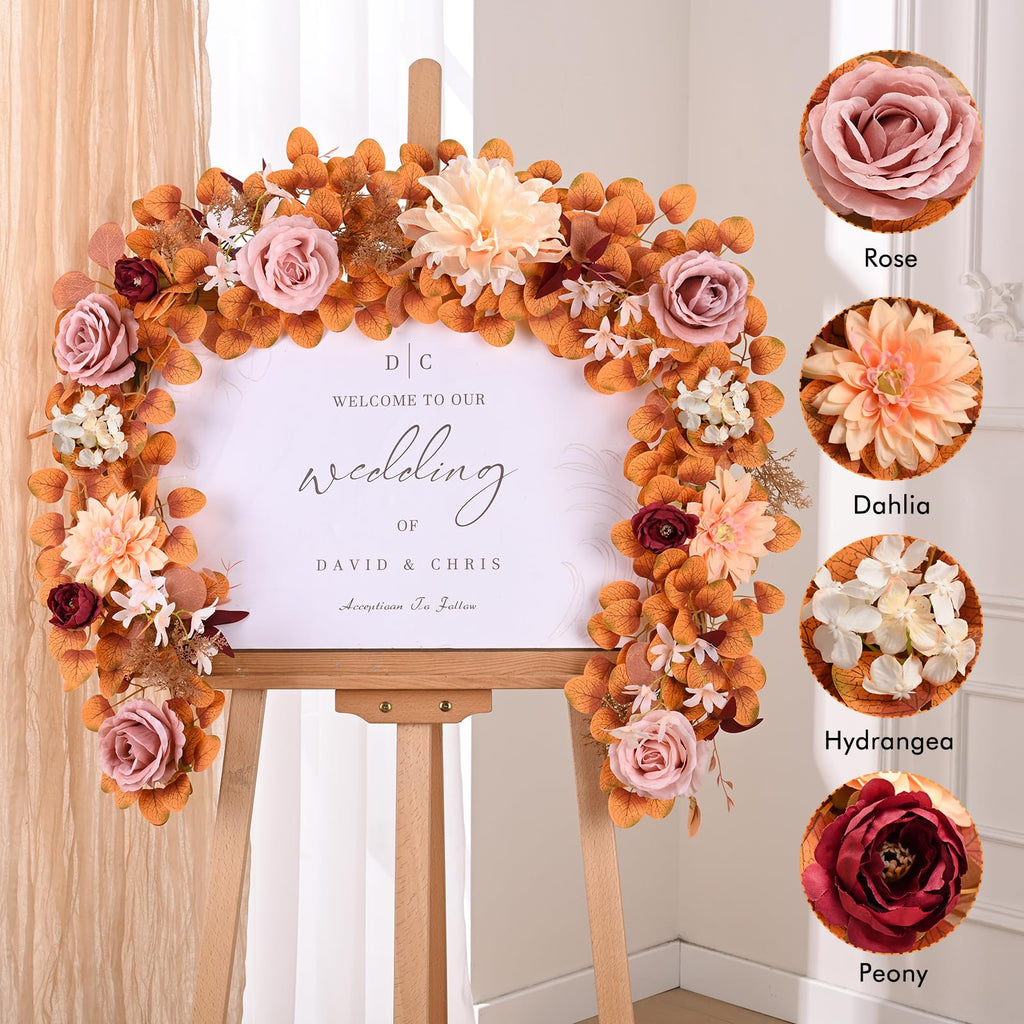 2Pcs Fall Garland, 11Ft Eucalyptus Garland with Flowers