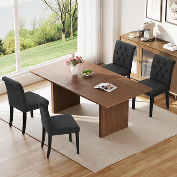 Upholstered Dining Chairs Set of 4, Button Tufted Parsons Dining Chair with Solid Wood Legs, Modern Fabric Side Chair