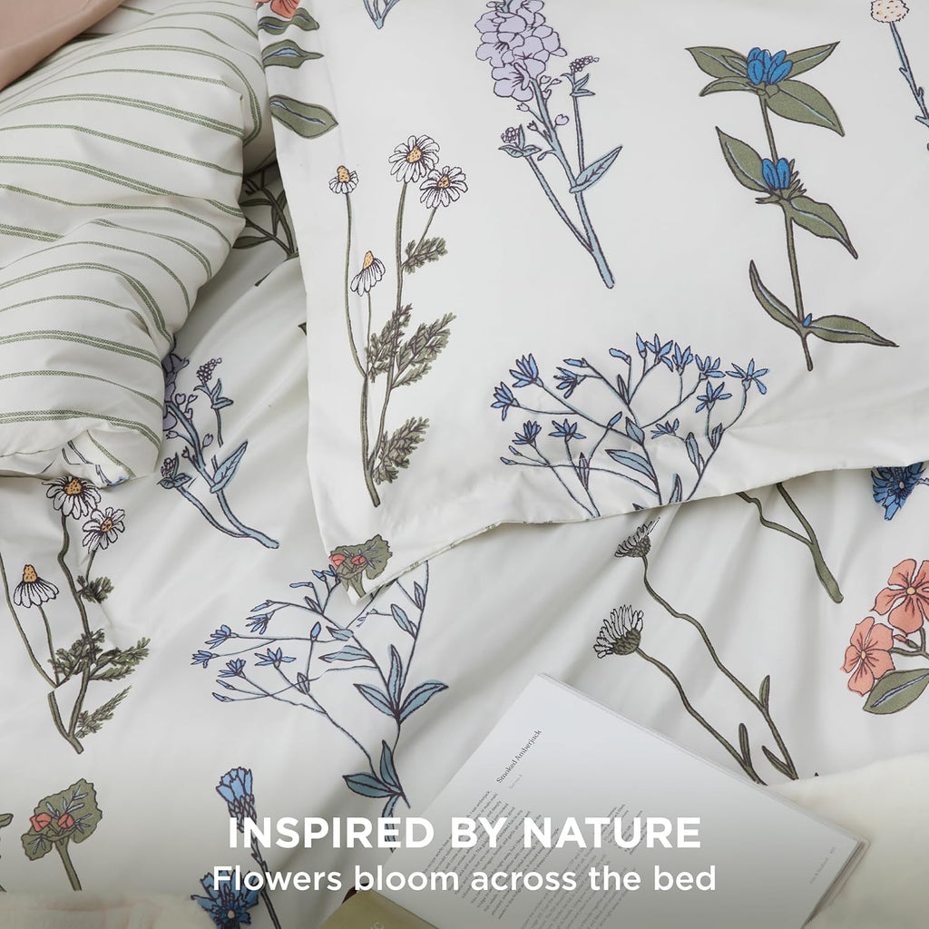 Comforter Set Queen - Cute Floral Bedding Comforter Set, 3 Pieces