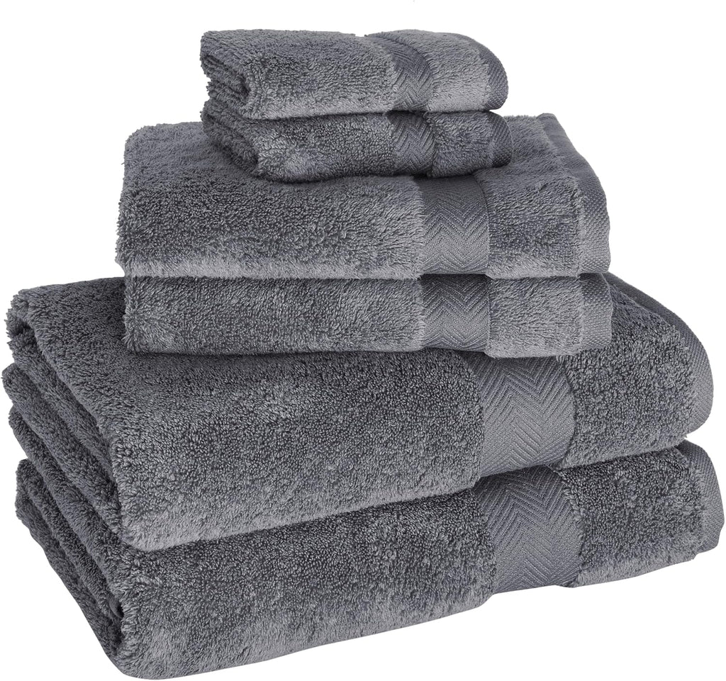 CTT - Luxury 6 Piece Towel Set, 100% Turkish Cotton, Quick Drying, Highly Absorbent & Comfy, Includes 2 Bath Towels