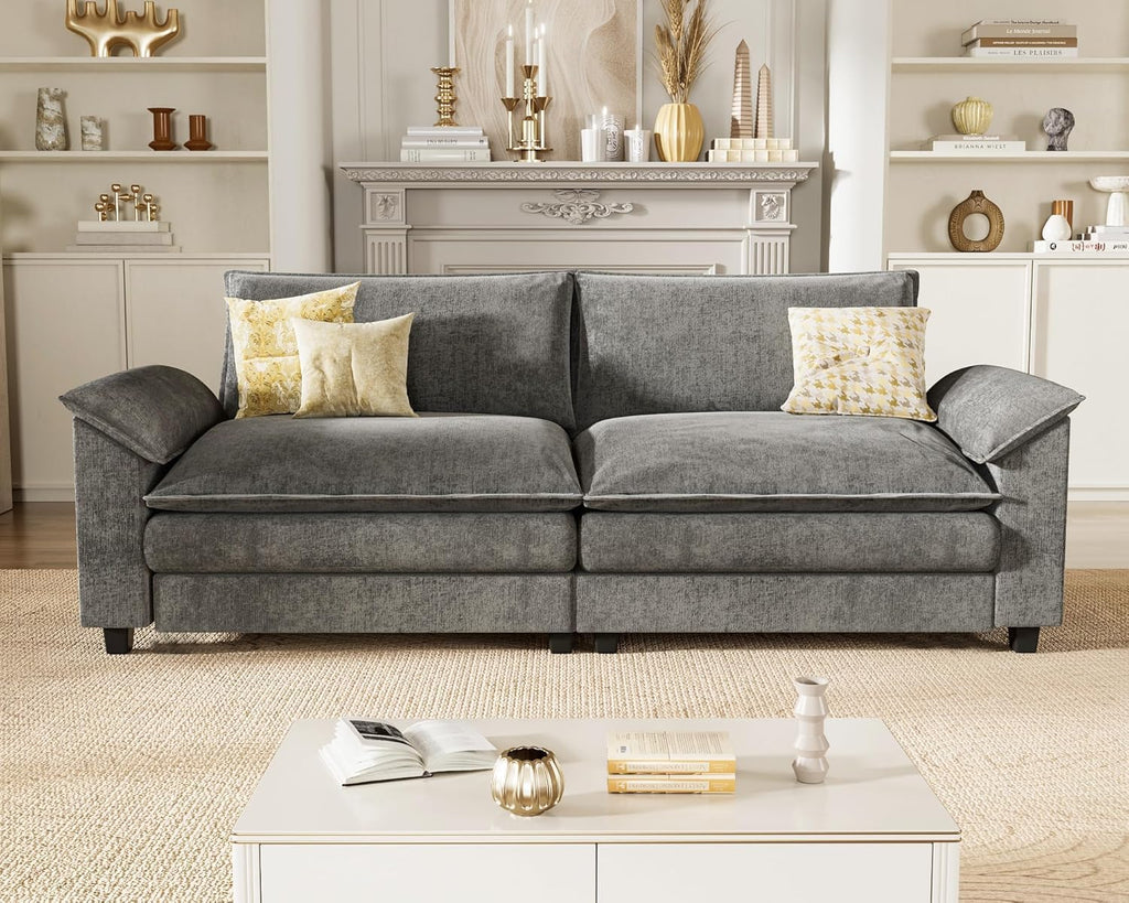 80" Modular Sectional Sofa, Loveseat Sofa Couch with Double-Layer Cushion, DIY Combination Chenille Deep 2-Seat Cloud