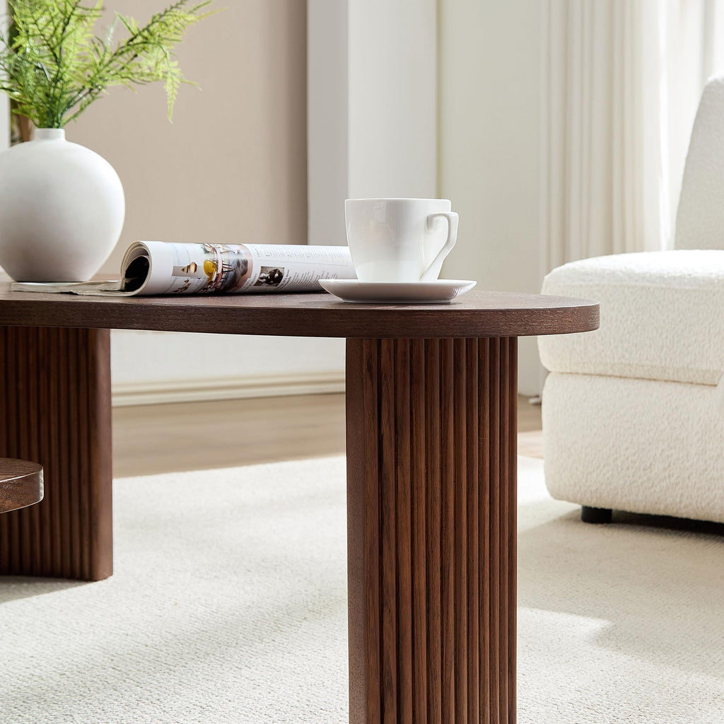 Nesting Coffee Tables Set of 2, Vintage 2 Piece Irregular Wood Center End Side Apartment, Unique Triangle Shaped with