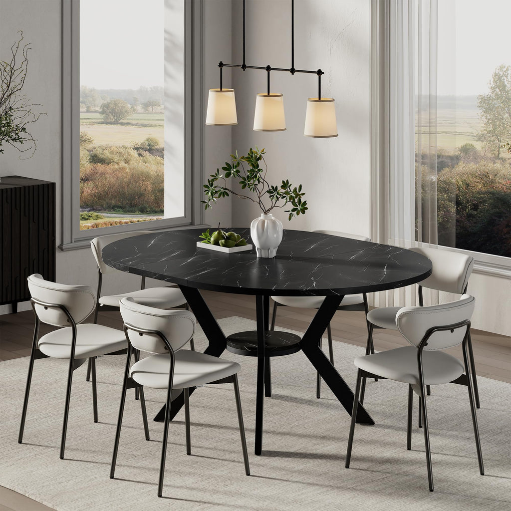 42"-58" Extendable Round Dining Table for 4-6