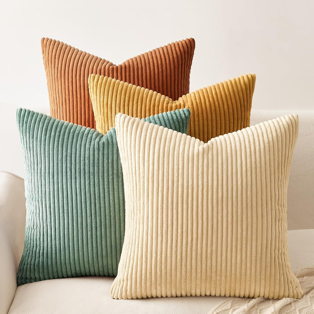 Decorative Throw Pillow Covers Cushion Cases, Set of 4 Soft Velvet Modern Double-Sided Designs, Mix and Match for