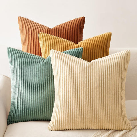 Decorative Throw Pillow Covers Cushion Cases, Set of 4 Soft Velvet Modern Double-Sided Designs, Mix and Match for