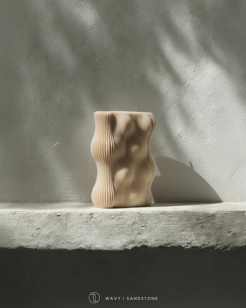 Wavy Candle - Scented Soy Wax Elegant Aesthetic Candle Housewarming Gift Home Decor Idea Sandstone