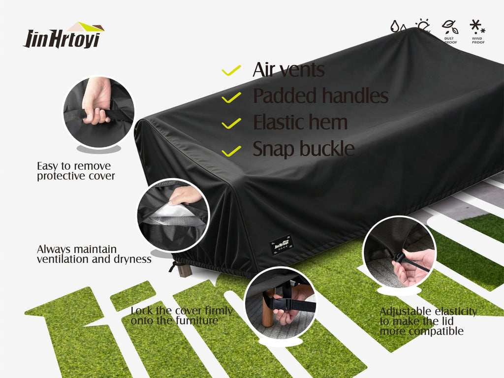 JinHrtoyi 3-Seater Outdoor Couch Cover, 85Wx38Dx35H inches Outdoor Furniture Covers Waterproof, 100% Waterproof Heavy
