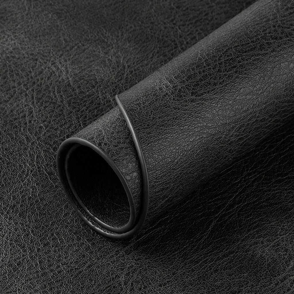 Oval Placemats Set of 4, Wipeable Faux Leather, Black