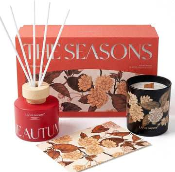 Scented Candle and Reed Diffuser Gift Set for Women - Natural Soy Wax Candle & Long-Lasting Reed Diffuser - Pear & - Set of 2