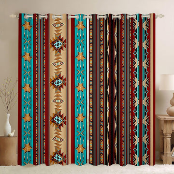 Aztec Curtains & Drapes 84''X63'' Ethnic Tribal Arrow Western Window Curtains, Indian Tribe Geometric Blackout