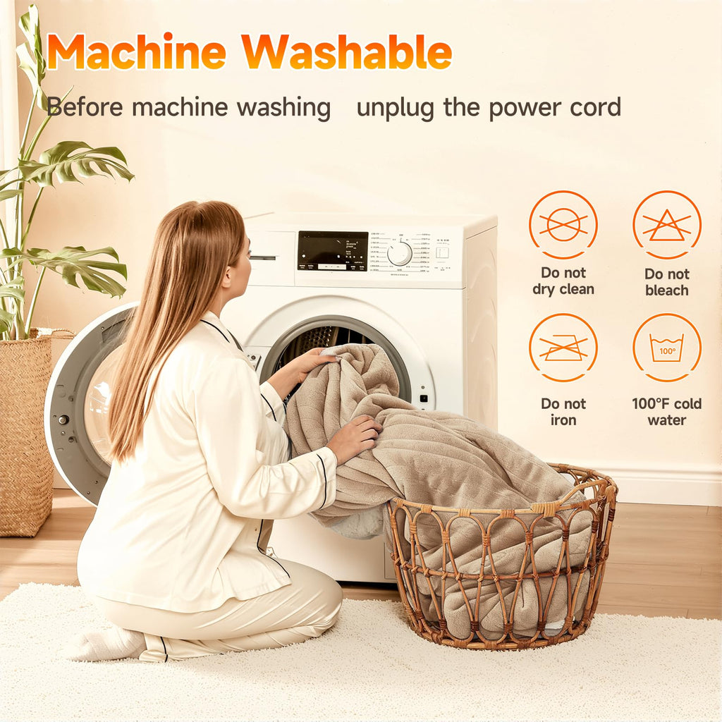 Heated Blanket Electric Throw Blanket 50"x60", 10 Levels 9 Hours Auto Off