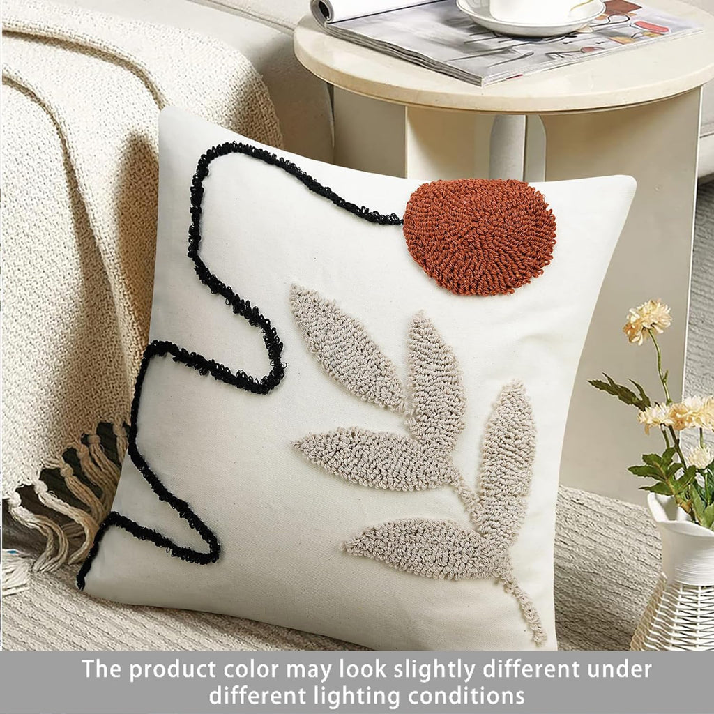 Abstract Boho Pillow Covers Tufted Mid Century Modern Throw Pillows Minimalism Aesthetic Textured Pillow Cover Sun