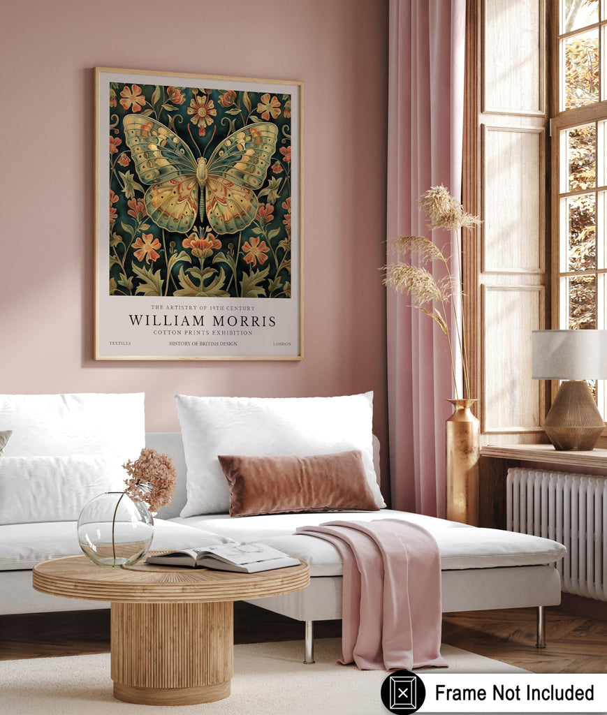 Art William Morris Poster - Butterfly Print - Flower Art - Botanical Poster - Farmhouse Creation - Aesthetic Bedroom
