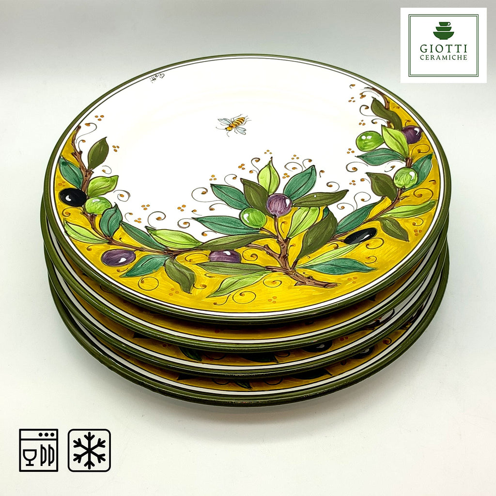Italian Ceramic Dinnerware Set - Hand Painted Kitchen Dishes Set for 4 - Made in Italy Tuscany - Dinner Plates - Home