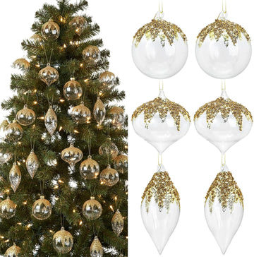 12 Pcs Clear Christmas Glass Ball Ornament Xmas Hanging Decoration