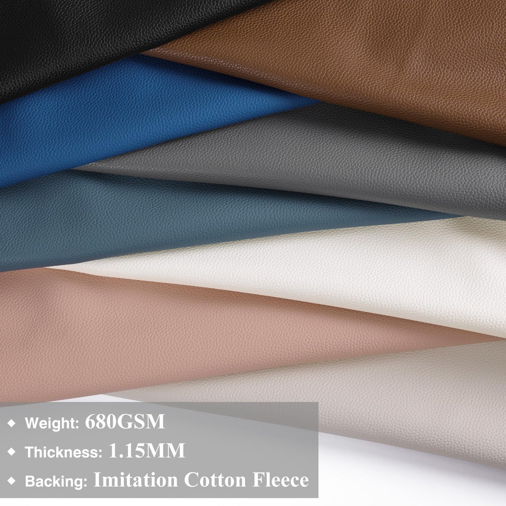 Faux Leather Fabric, 55" W 1.15MM Thicken Upholstery Fabric by The Yard Soft Durable Synthetic PU Leather Material