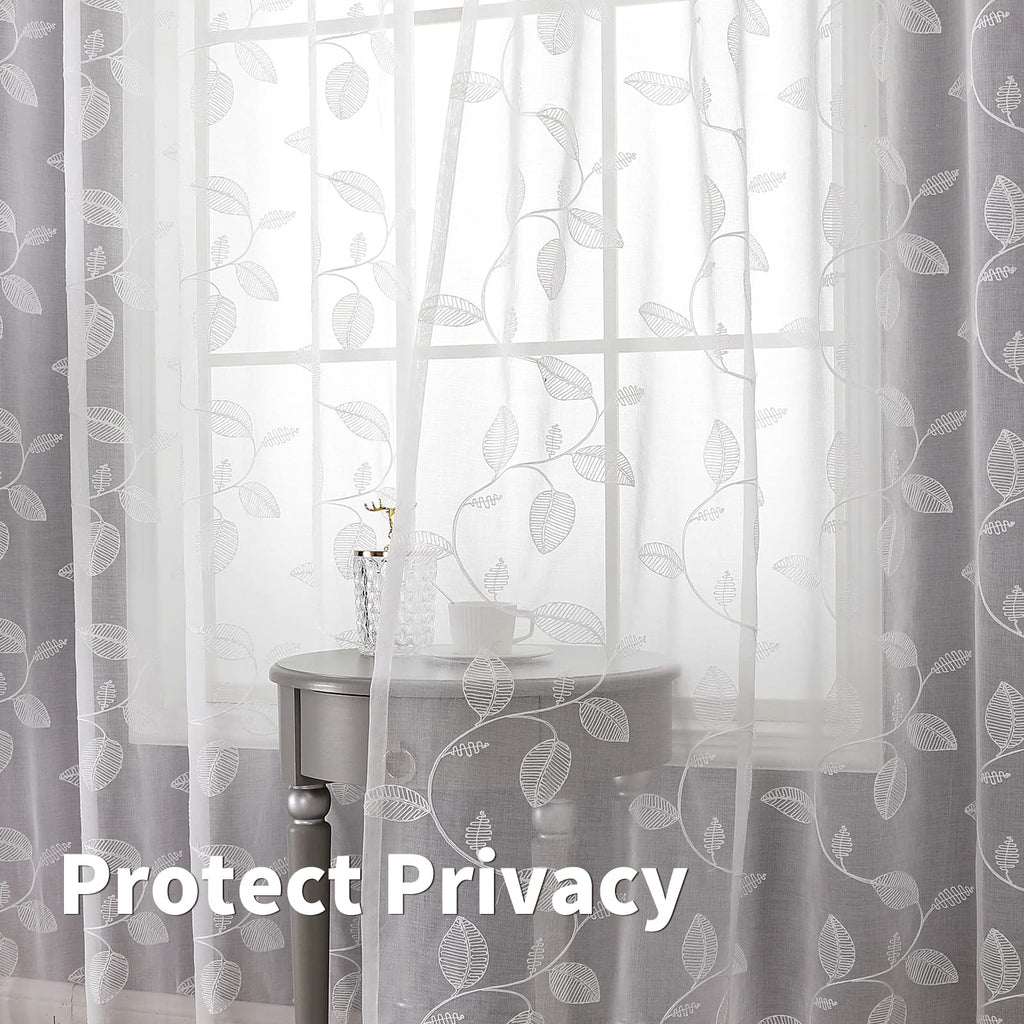 White Sheer Curtains 84 Inches Long 2 Panels