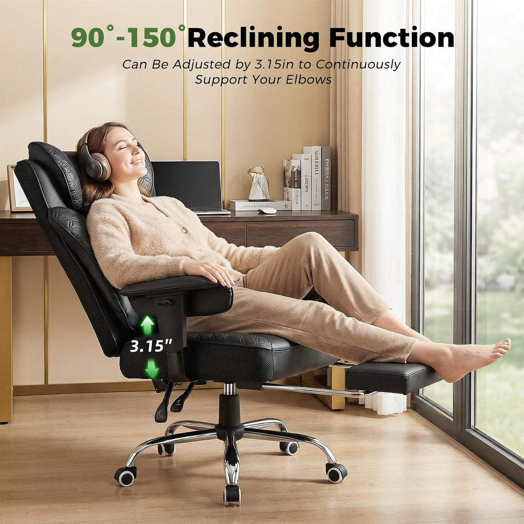 Big and Tall Office Chair Wide Ergonomic Gaming Chair with Deluxe Embossing Designed Leather with Foot