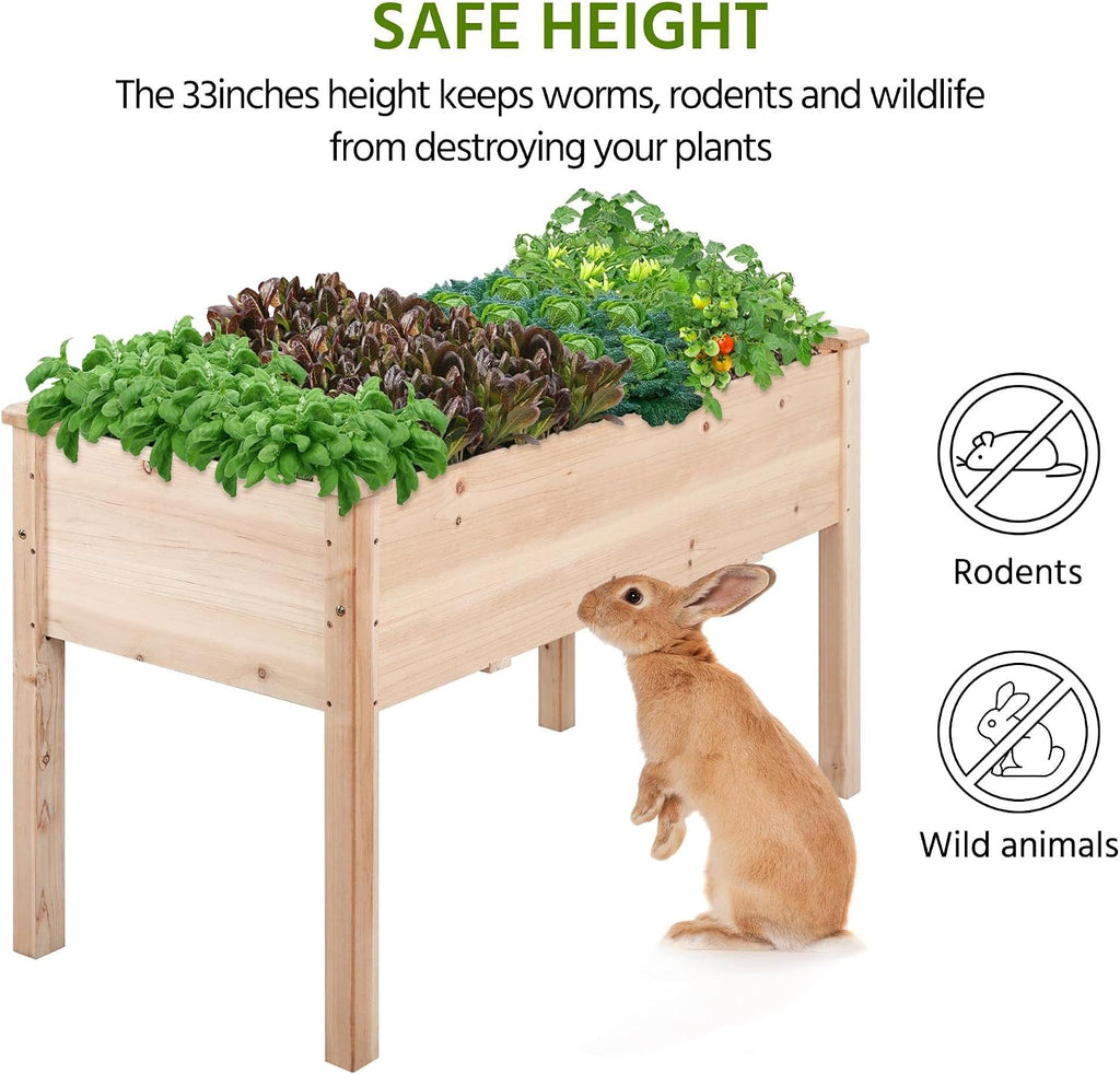 Raised Garden Bed 2Pcs Elevated Wood Planter Box Outdoor, Wood | Fir wood with black non-woven fabric liner offers