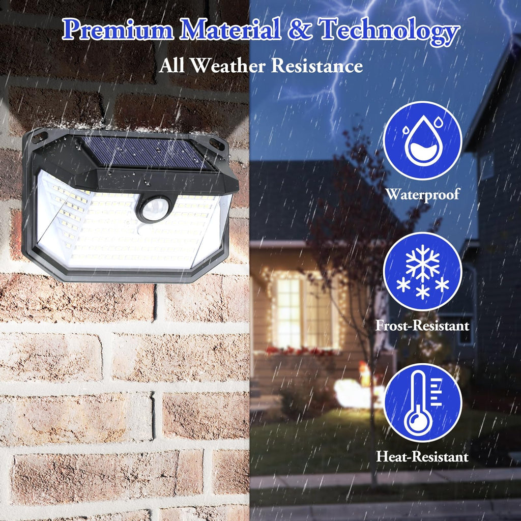 4-Pack Solar Wall Lights Outdoor with 3 Modes & Reflector, Waterproof Bright 178 LEDs Motion Sensor Security Lights