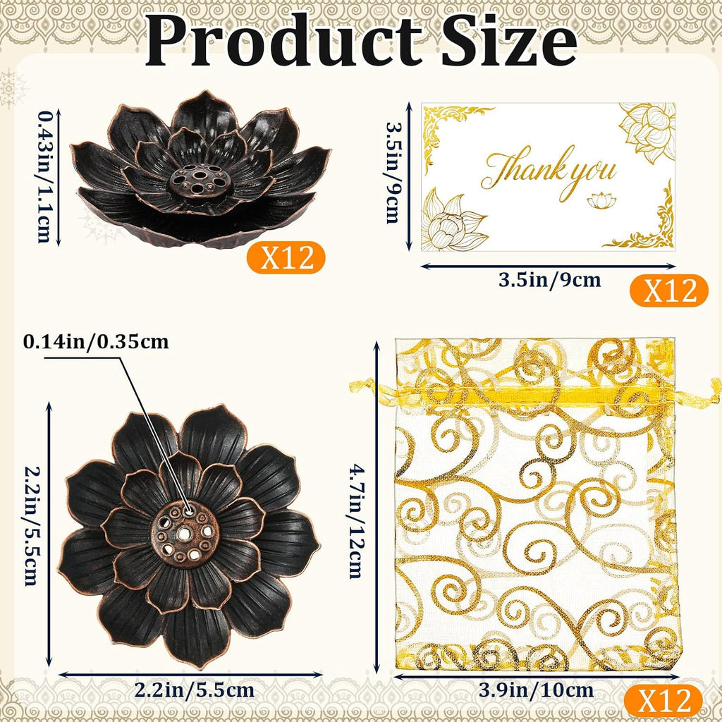 Indian Return Gift Pooja Bulk Lotus Incense Holder, Bronze - Set of 36