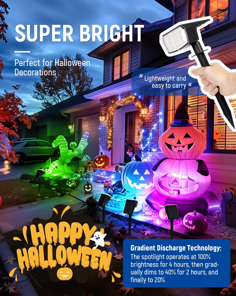 Solar Spot Lights Outdoor Waterproof, 6 Packs, RGB